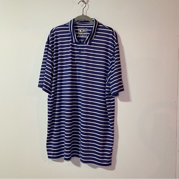 Drake Performance Lightweight Striped Polo, Blue/White, Size XL - Picture 1 of 10